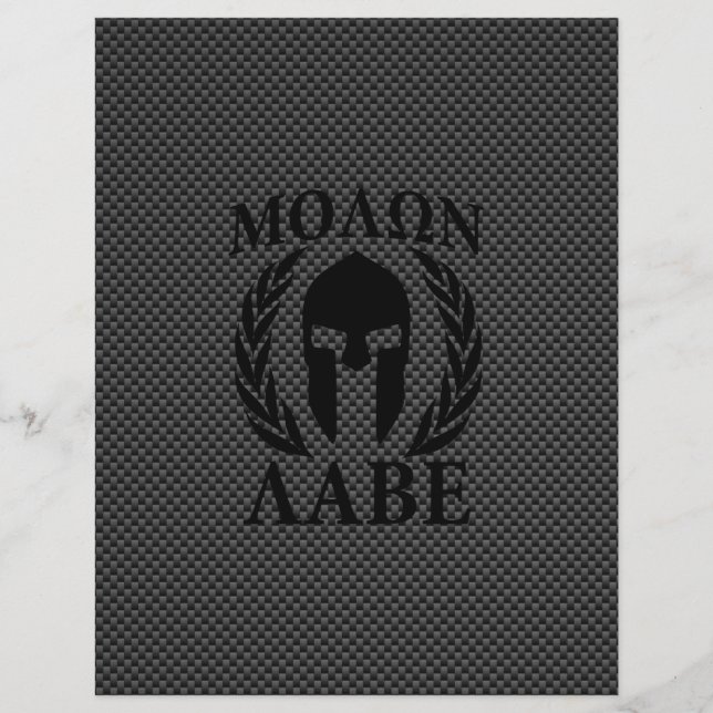 Flyer Molon Labe Warrior Laurels sobre Carbono Negro (Frente)