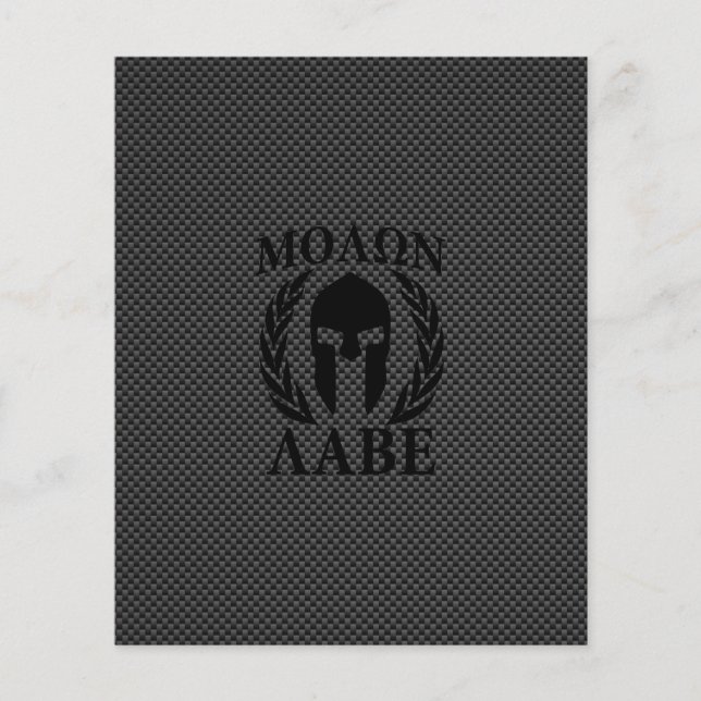 Flyer Molon Labe Warrior Laurels sobre Carbono Negro (Frente)