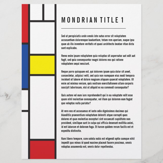 Flyer Mondrian Minimalist Geometric De Stijl Modern Art (Frente)