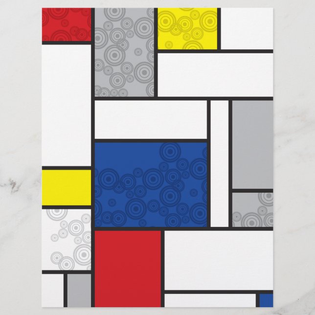 Flyer Mondrian Retro Circles Minimalist De Stijl Mod Art (Frente)
