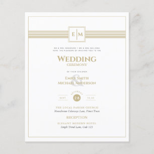 Flyer Monograma clássico de Casamento Formal Branco Tud