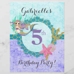Flyer Monograma em forma de Sereia e Festa de aniversári