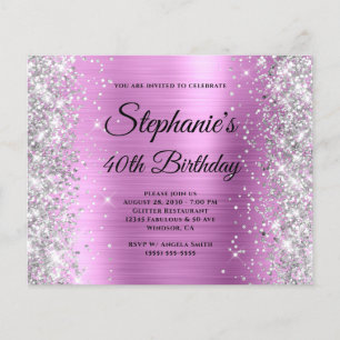 Flyer Monograma Glam Floral Prateado Lavanda 40º Anivers