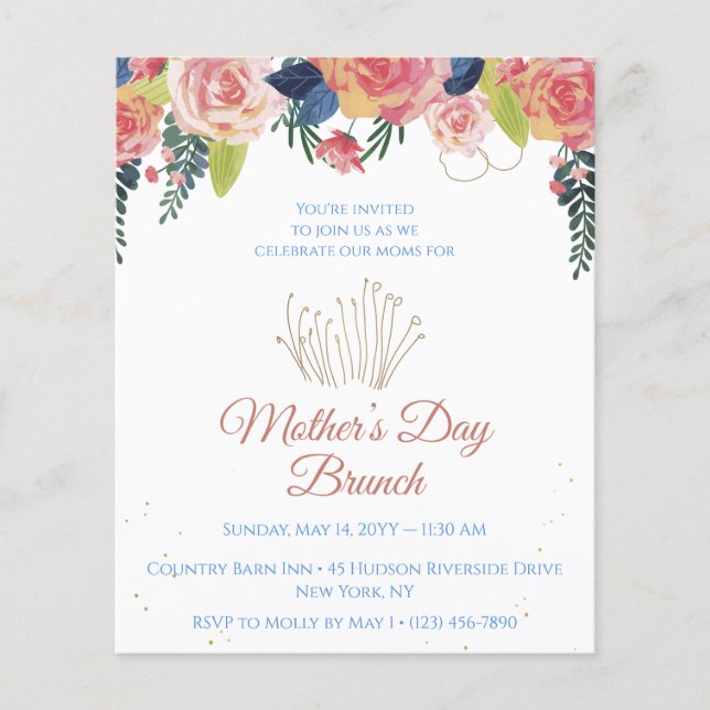 Flyer Mother's Day Brunch Party Invitation (Frente)