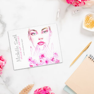 Flyer Mulher aquarela e rosa de beleza salon marca