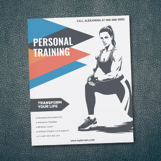Flyer Mulher Atlética & Setas - Treinadora de Fitness