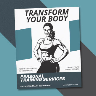 Flyer Mulher Atlética Silhueta - Treinadora de Fitness