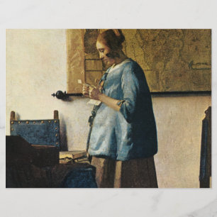 Flyer Mulher de Vermeer a azul lendo uma letra ca.1665