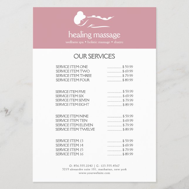 Flyer MULHER ROSA MASSAGEM DE PEDRA Spa do Dia de Bem-Es (Frente)