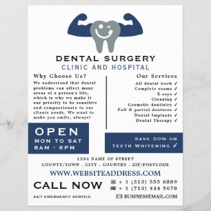 Flyer Muscle Tooth Logo, Dentistry, Dentist Advertising