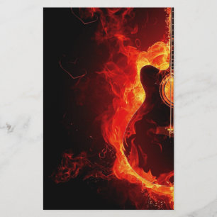 Flyer música guitarra chama nota de fogo dança Destiny S