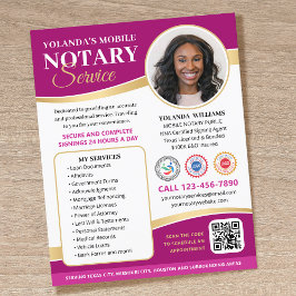 Flyer Na moda Mobile Notary Public QR Code Magenta