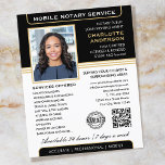 Flyer Na moda Mobile Notary Service Photo Black<br><div class="desc">Atrair mais clientes com esses folhetos de negócios clássicos do 'Serviço Notário Móvel'. Um modelo de na moda personalizado com sua foto, nome, detalhes, código QR e um logotipo ou símbolo de acreditação. Todos os textos e imagens podem ser personalizados ou excluídos para que você possa incluir as informações desejadas....</div>