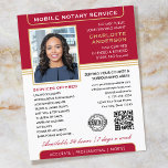 Flyer Na moda Mobile Notary Service Photo Red Dourado<br><div class="desc">Atrair mais clientes com esses folhetos de negócios clássicos do 'Serviço Notário Móvel'. Um modelo de na moda personalizado com sua foto, nome, detalhes, código QR e um logotipo ou símbolo de acreditação. Todos os textos e imagens podem ser personalizados ou excluídos para que você possa incluir as informações desejadas....</div>