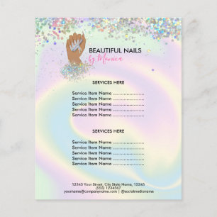 Flyer Nail Technician Mani Salon Holograph Girly Modern