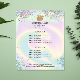 Flyer Nail Technician Mani Salon Holograph Girly Modern