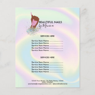 Flyer Nail Technician Mani Salon Holograph Girly Modern