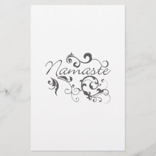 Flyer Namaste em espirais de cinza escura