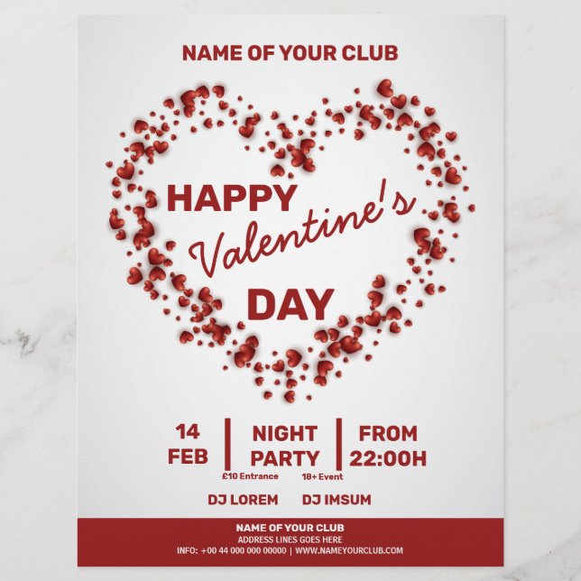 Flyer Namorados 3D Red Hearts Big Heart Party (Frente)