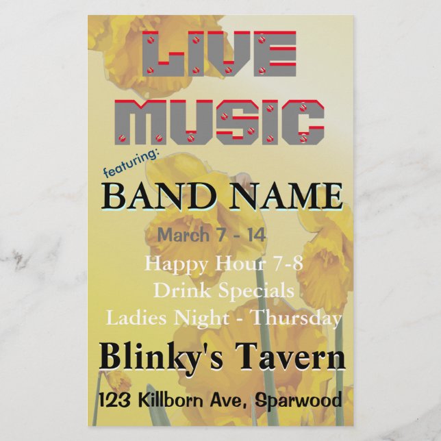 Flyer Narciso Amarelo Daffodil Retro Vintage (Verso)