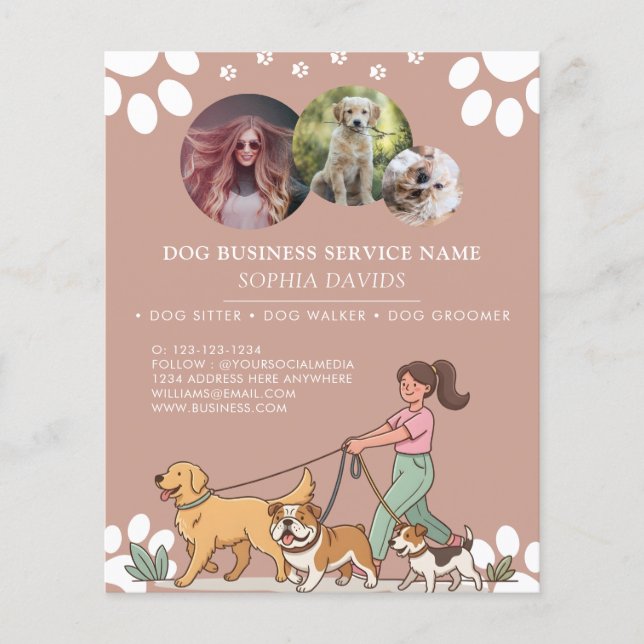 Flyer Negócios de Cuidado de Animais de Estimação com Fo (Frente)