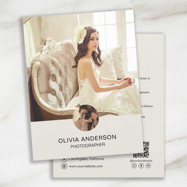 Flyer Negócios de Fotógrafo QR de Foto Personalizada Mod (Create your own professional business flyer by MINTIC DESIGN STUDIO)