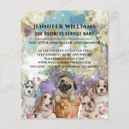 Flyer Negócios de passeio de cães com design de aquarela