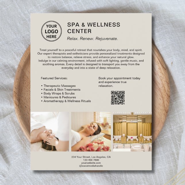Flyer Negócios de Promocional do Centro de Bem-Estar Mod (Modern Spa Wellness Center Promotional Business Flyer)