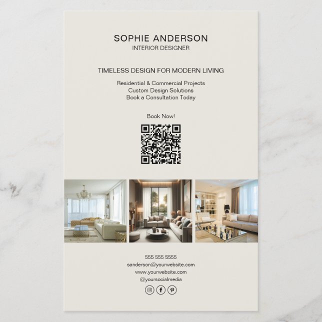 Flyer Negócios Profissionais Modernos de QR de Foto Pers (Frente)
