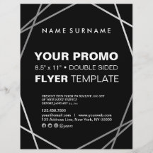 Negra Mínima Moderna para Prata Geométrica de 8,5"