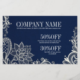 Flyer New Age Yoga azul marinho renda boêmia henna