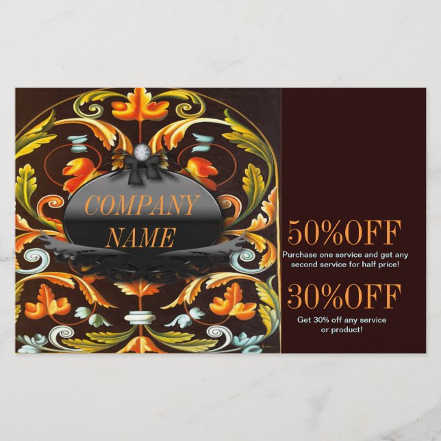 Flyer New Age Yoga boêmio folhas de outono mandala (Frente)