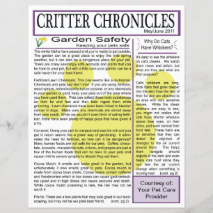 Flyer Newsletter Critter Chronicles - maio/Junho de 2011