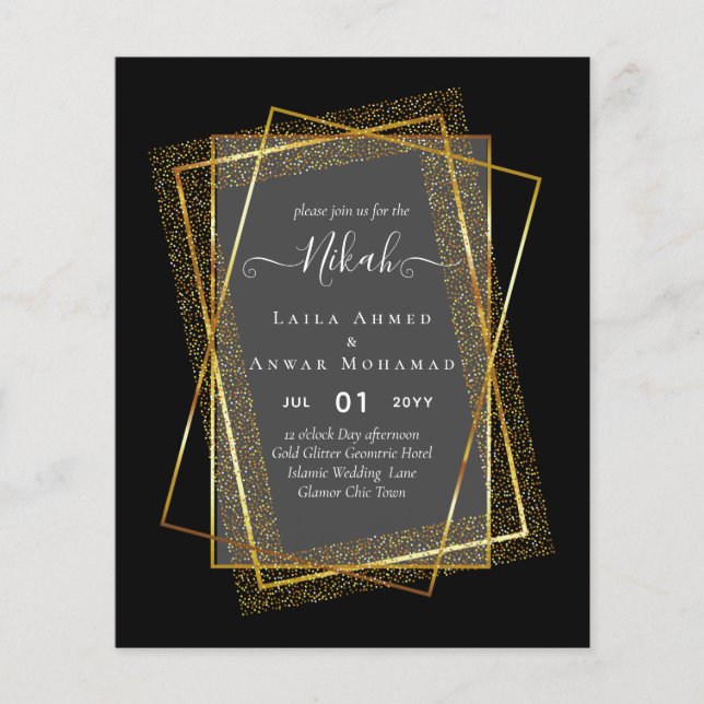 Flyer NIKAH - Convidados ORÇAMENTAIS - Quadro DOURADO da (Frente)