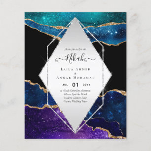Flyer Nikah Convites de casamento AGATE DOURADO GLITTER