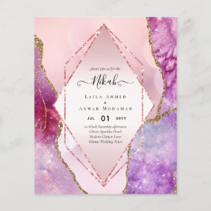 Flyer Nikah Convites de casamento AGATE DOURADO GLITTER