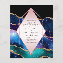 Flyer Nikah Convites de casamento AGATE DOURADO GLITTER 
