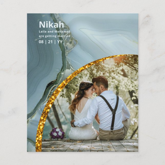 Flyer NIKAH - FOTO Dourada do Teal da Agata do Casamento (Frente)
