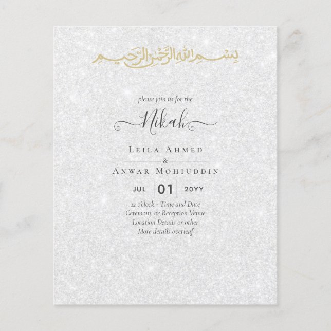 Flyer NIKAH Islâmico Bismillah Casamento Convites ORÇAME (Frente)