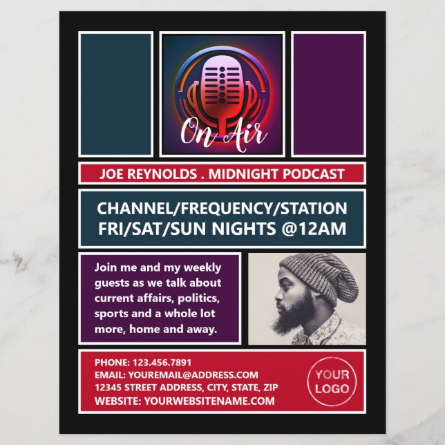 Flyer No Air Podcaster, Publicidade Retro Podcast (Frente)