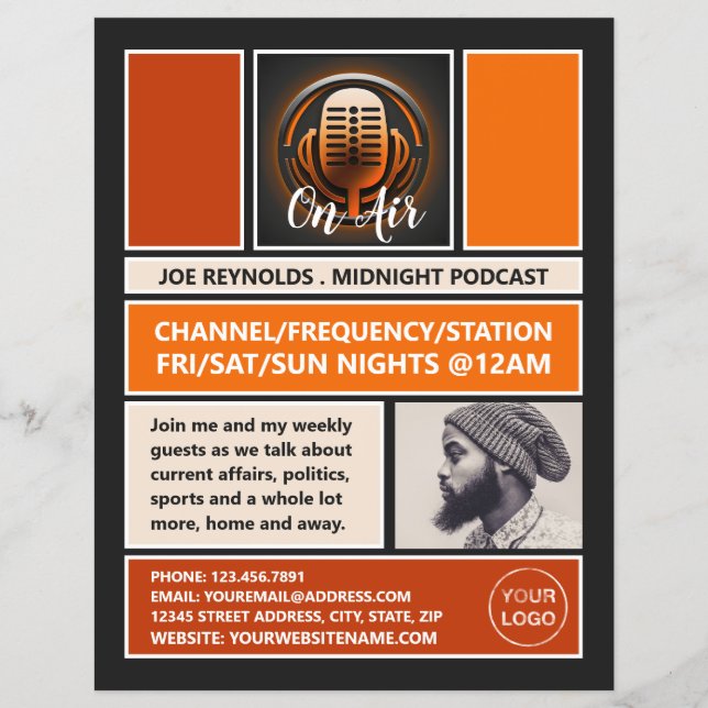Flyer No Air Podcaster, Publicidade Retro Podcast (Frente)