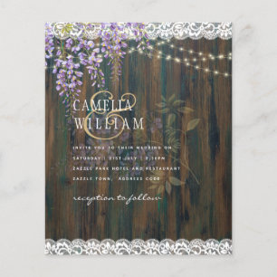 Flyer Noiva de renda rústica roxa LeahG WISTERIA