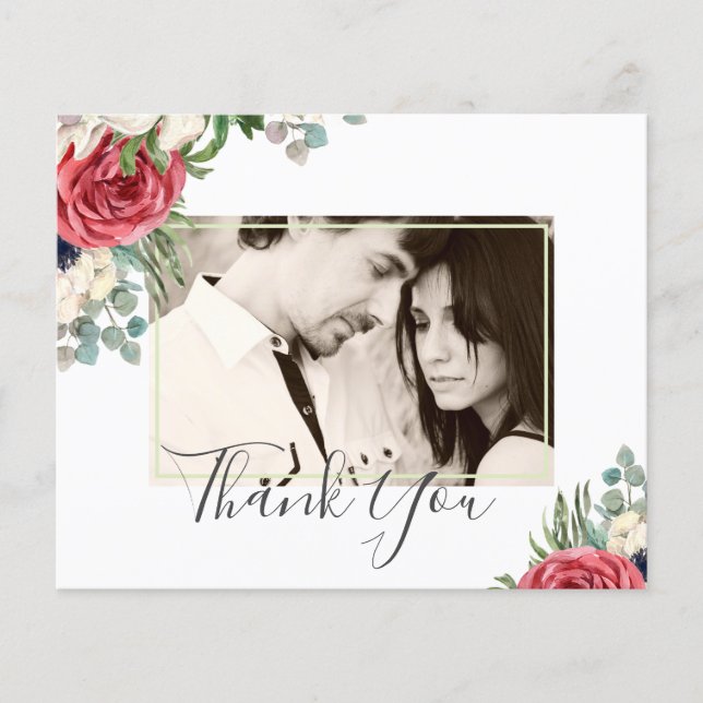 Flyer Noiva Floral Vermelho Escuro Verde Folhagem Eucali (Frente)