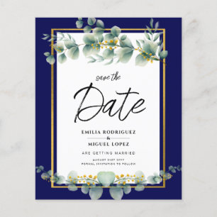 Flyer Noiva NAVY BLUE Dourado Verde Eucalipto Casamento