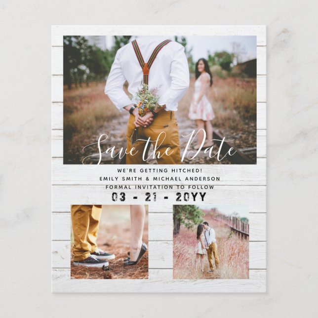Flyer Noivado de Datas de Salvamento de Fotos Contemporâ (Frente)