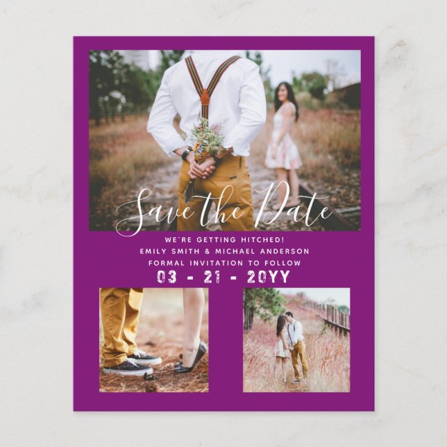Flyer Noivado de Datas de Salvamento de Fotos Contemporâ (Frente)