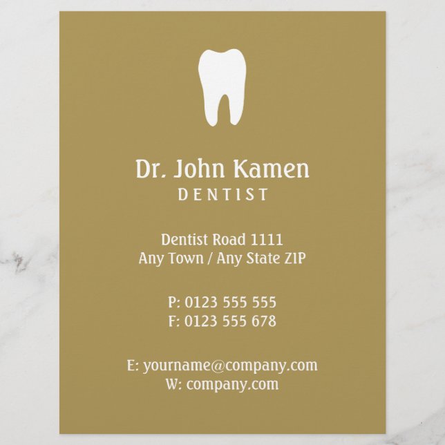 Flyer Nome Dentista | Informações Douradas (Frente)