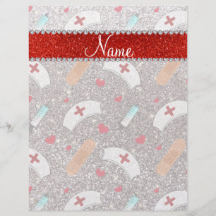 Flyer Nome personalizado enfermeira reluzente de prata b