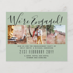 Flyer Nós estamos noivos! Convites de colagem de fotos m