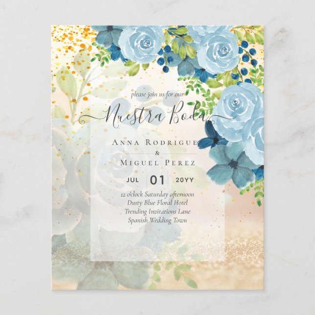 Flyer NOSSA NOIVA Dusty Blue Floral ORÇAMENTO (Frente)